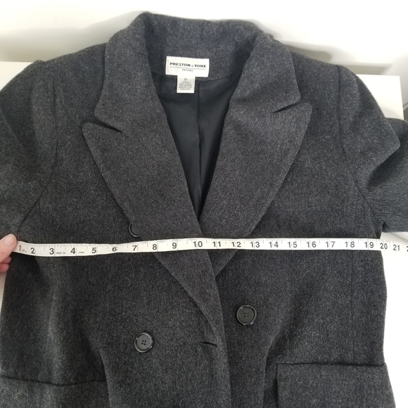 Preston & York Petites Dark Gray 100% Wool Double Breasted Long Coat Size 8P - Picture 16 of 16